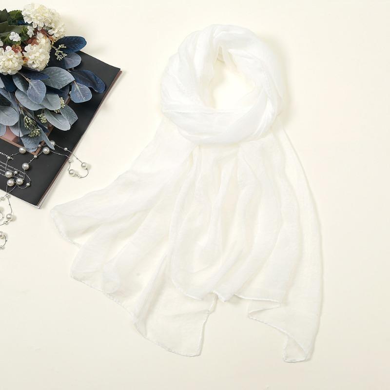 New solid color silk scarf women, oversized chiffon beach scarf fashion bikini swimsuit wrap scarf shawl