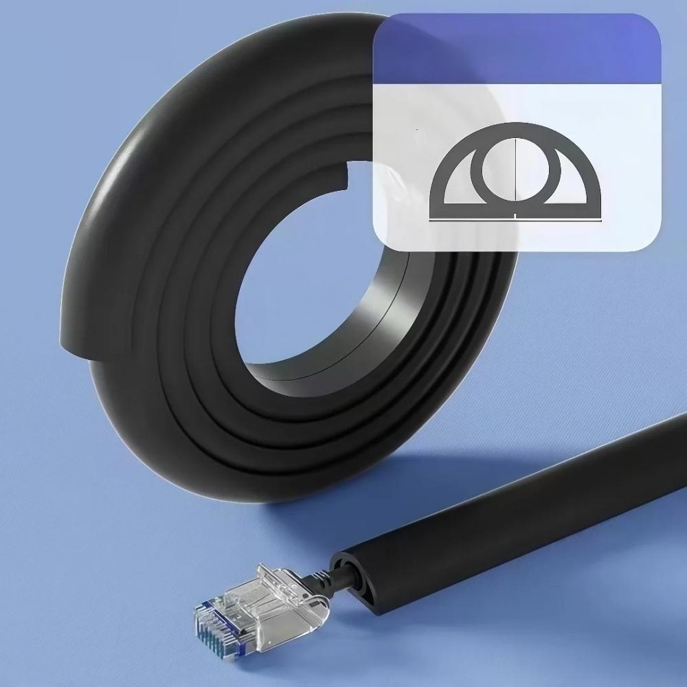 1pc 1m/2m/3meters Self-adhesive PVC Trunking Ground Wire Storage Fixed Trunking Anti Stepping Curved Flexible Cable Duct