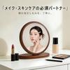 Hohoemi 20cm Compact Mirror, MDF Walnut Finish, Safety Certified, Round, Tabletop Mirror, Lightweight, for Rental Apartments, Women