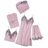 Yao Ting Satin Chiffon Five-Piece Pajama Set: Ice Silk, Casual, Sexy, with Chest Pads for Spring/Summer