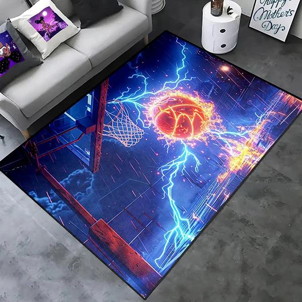 Creative Sports Area Rug Healthy ExerciseTeen Fantastic Basketball Enthusiast Carpet for Home Decor Kid Room ,Etc.