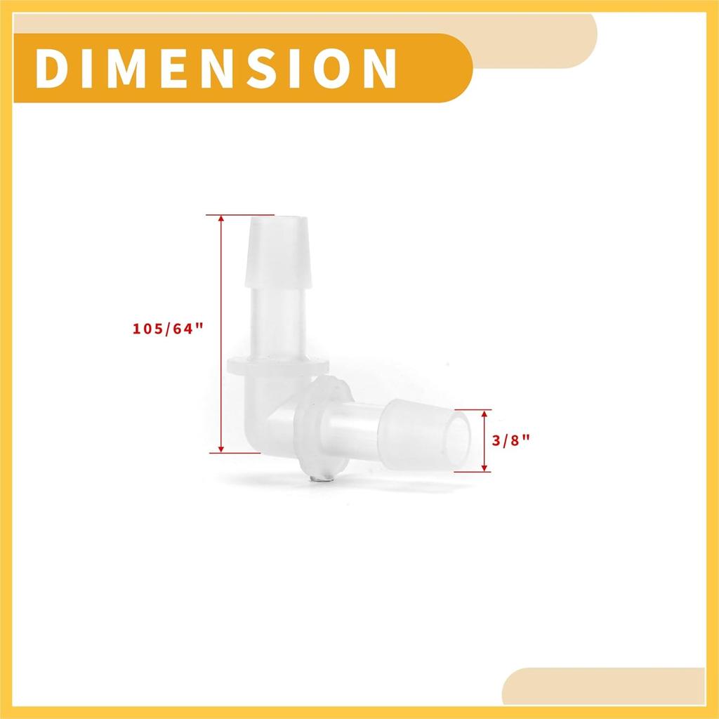 6Pcs Automotive Vacuum Tubing Connector - Car 90 Degree 9.5mm / 3/8" l Shaped Vacuum Tubing Connector Assortment 2 Way Vacuum Line Fittings -