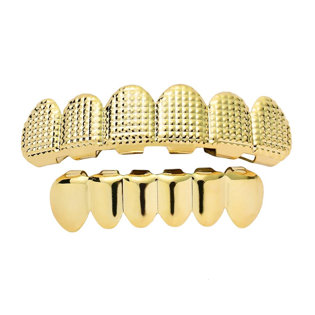 Gold Plated Hip-hop Grillz with Textured Mesh Design for Artists