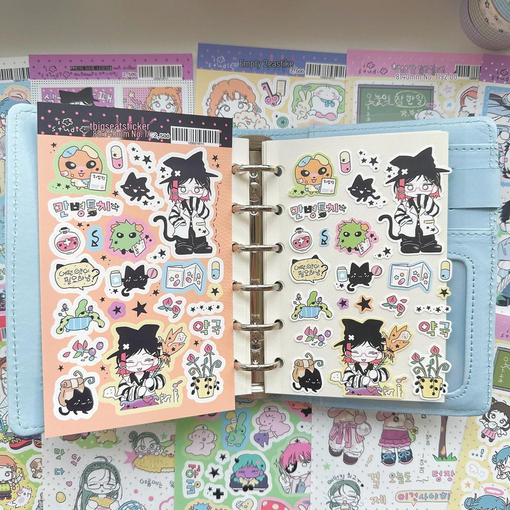 Korean Style Cute Girl Cartoon Stickers for Journaling and Daily Fun