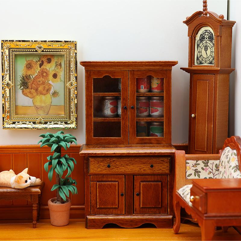 1:12 Dollhouse Miniature Vertical Bookcase Display Storage Cabinets Furniture Home Model Decor Toy Doll House Accessories