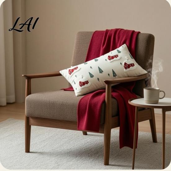 Festive Cushion Covers Christmas Cottage Cover Red Snowy House Pillowcase Decorative Cover Throw Pillow Case for Sofa Couch Farmhouse Home