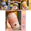 Cute 370ml Portable Thermos Bottle With Straw For Kids And Female Students