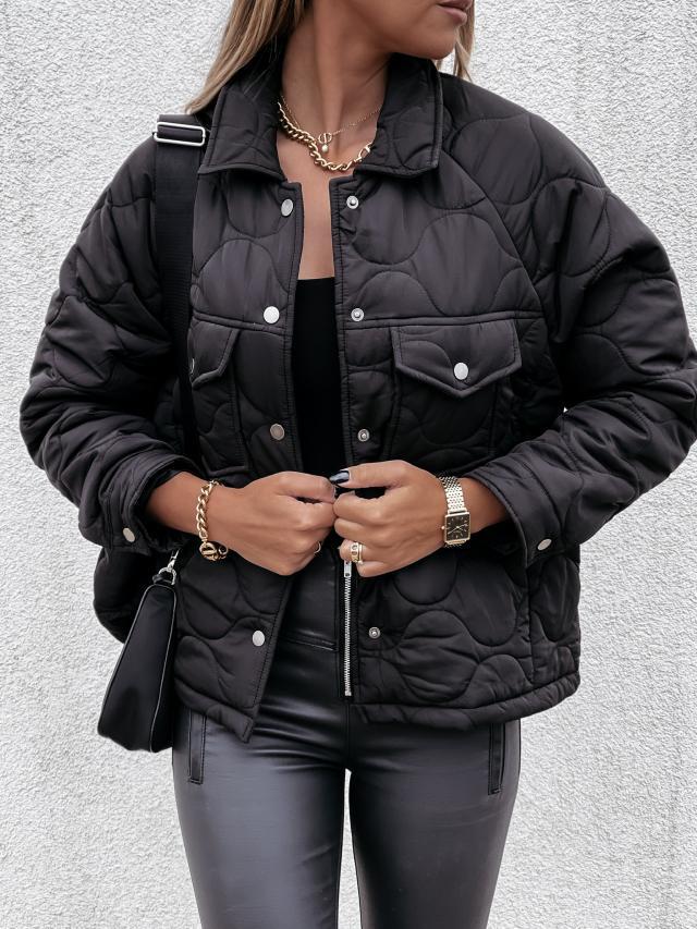 Winter European and American Style Long Sleeve Button Cotton-Padded Women's Jacket