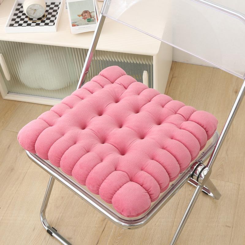 1Pc Plush Home Furnishings Chair Cushion Warm Cotton Pad Thick  Mat Solid Color Cookie Cushion Rectangle 40*42cm розовый