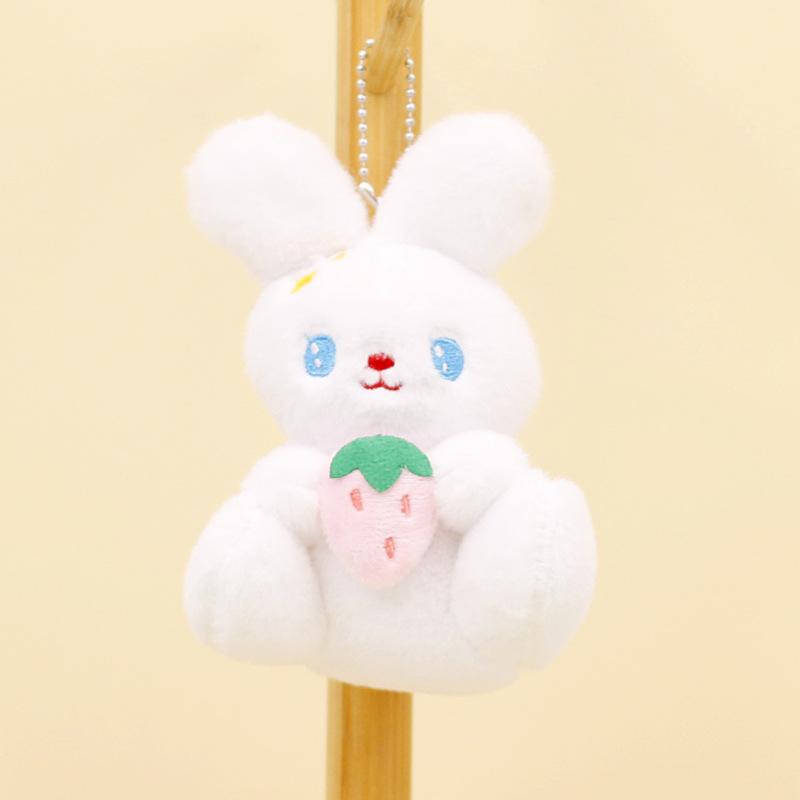 

Carrot Bunny Huggable Plush Keychain 12cm Cute Rabbit Plushie Bag Charm White Strawberry