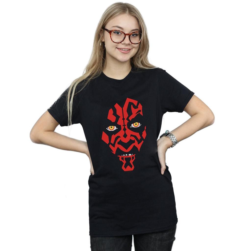 Star Wars Womens/Ladies Darth Maul Face Cotton Boyfriend T-Shirt