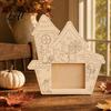 Unfinished Wood Pumpkin Decor DIY Photo Frame Wooden Halloween Picture Frame for Kids Crafts Party Activity Kit Hollow Tabletop Display Holiday Gift