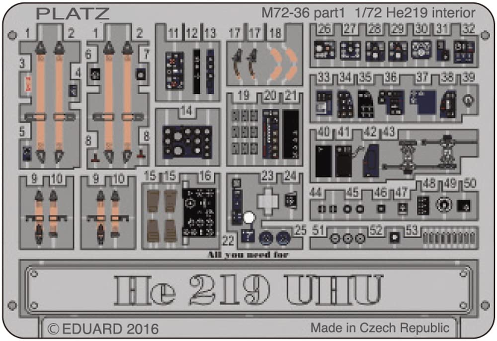 

PLATZ Фототравление для He219 Uhu M72-36 1/72 (набор 2)