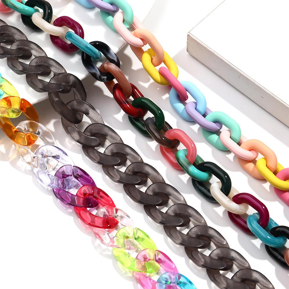 Colorful Acrylic Plastic Link Chain Keychain Creative Handmade Anti-lost Phone Key Ring For Women Girls DIY Jewelry Gifts