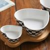 Black and White Grid Geometric Round Ceramic Fruit Platter, Nut Platter, Candy, Afternoon Tea Dim Sum Platter, Wooden Tray