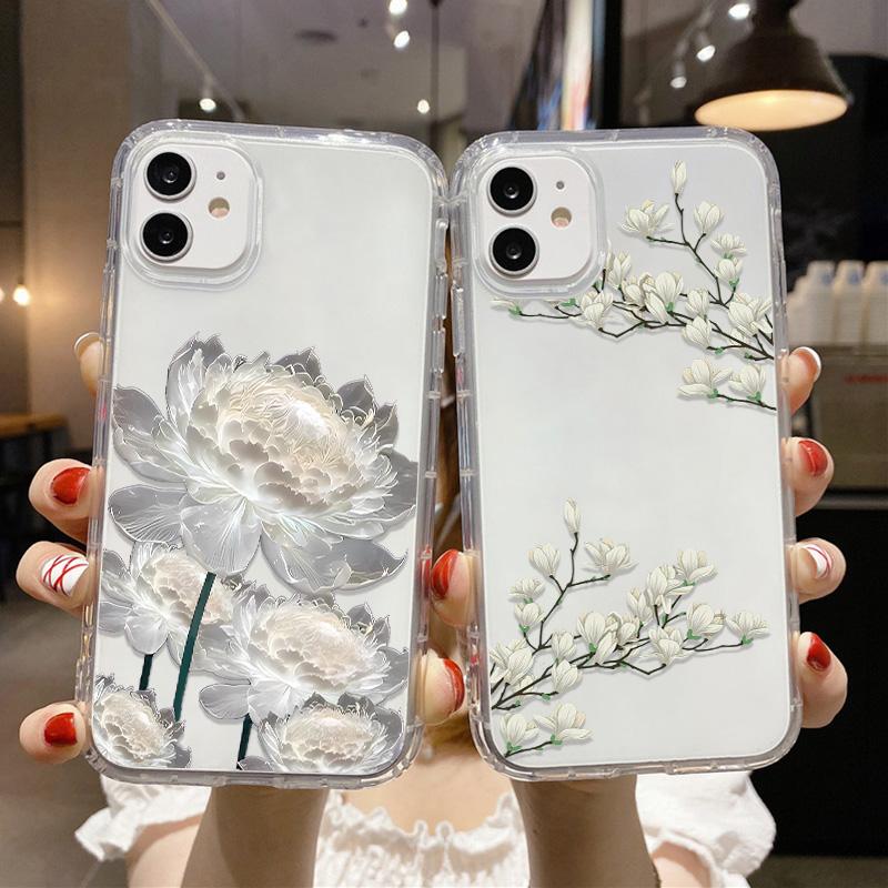 Flower Phone Case For For Iphone 17 Case For Iphone 1 13 14 11 12 16 Pro Max 7 8 Plus 12 13 Mini XR SE Soft Silicone Transparent Cover