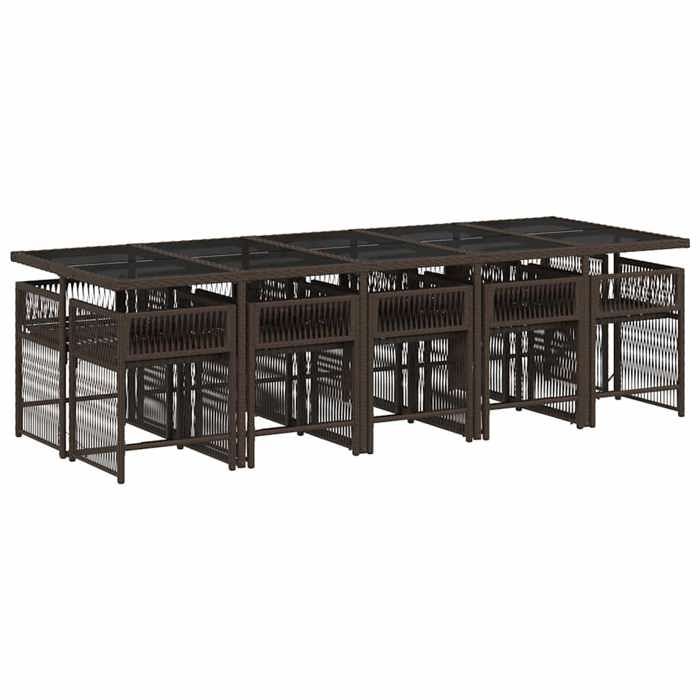 VidaXL Ensemble à manger de jardin et coussins 11 pcs marron rotin 3211653