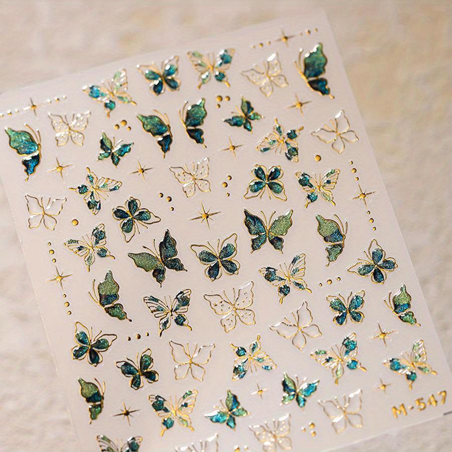 Golden Thread Butterfly Jelly Series Nail Art Stickers High Quality New Bronzing DIY Manicure Decal Decoration