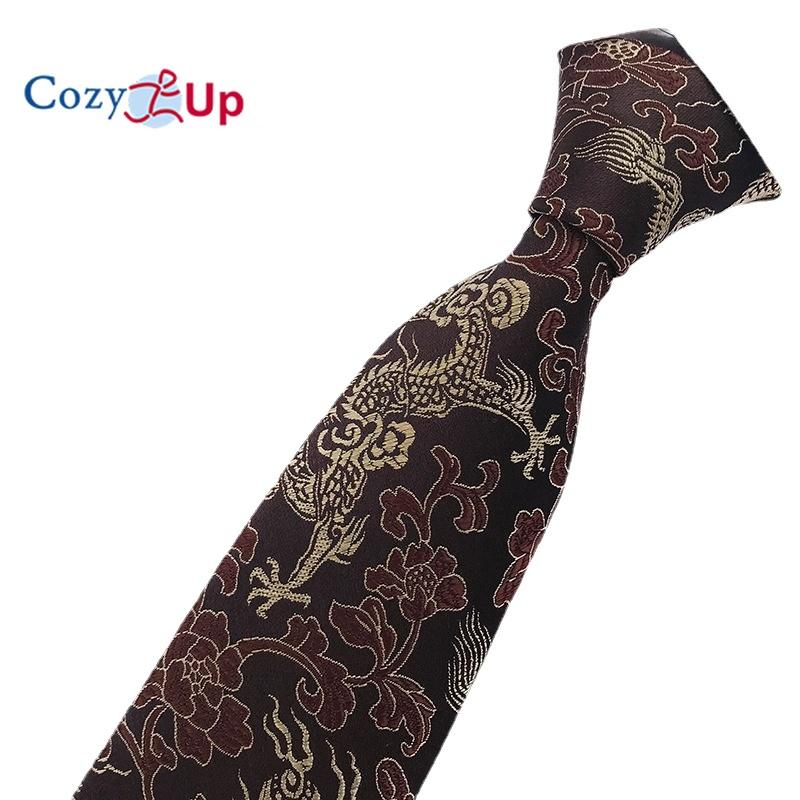 Cozy Up Men Tie Groom Best Man Chinese Dragon Pattern Casual and Fashionable 146x8x3.5cm