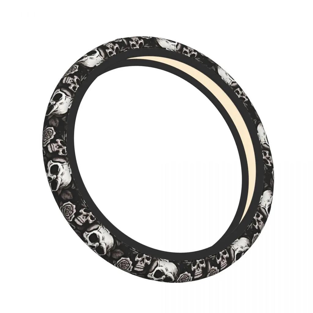 NEW Car Steering Wheel Cover No Inner Circle Skull Design Universal Steering Wheel Protector Anti-Slip Automotive Accessories