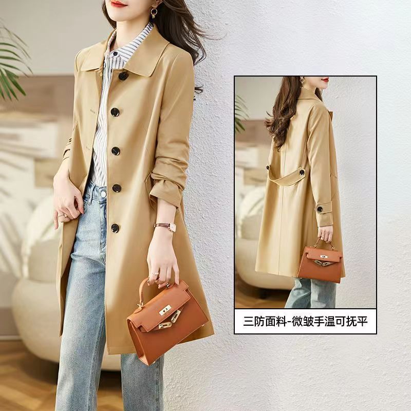 Double-layer Trench Coat Women's Medium and Long 2024 Spring and Autumn Models Small Fashion Age Reduction Temperament Casual Slim Tooling Jacket