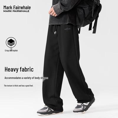 Mark Fairwhale Men's Letter Print Straight-Leg Casual Pants