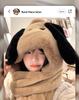 Women's Cute Bear Plush Hooded Snood with Warm Gloves and Scarf Set