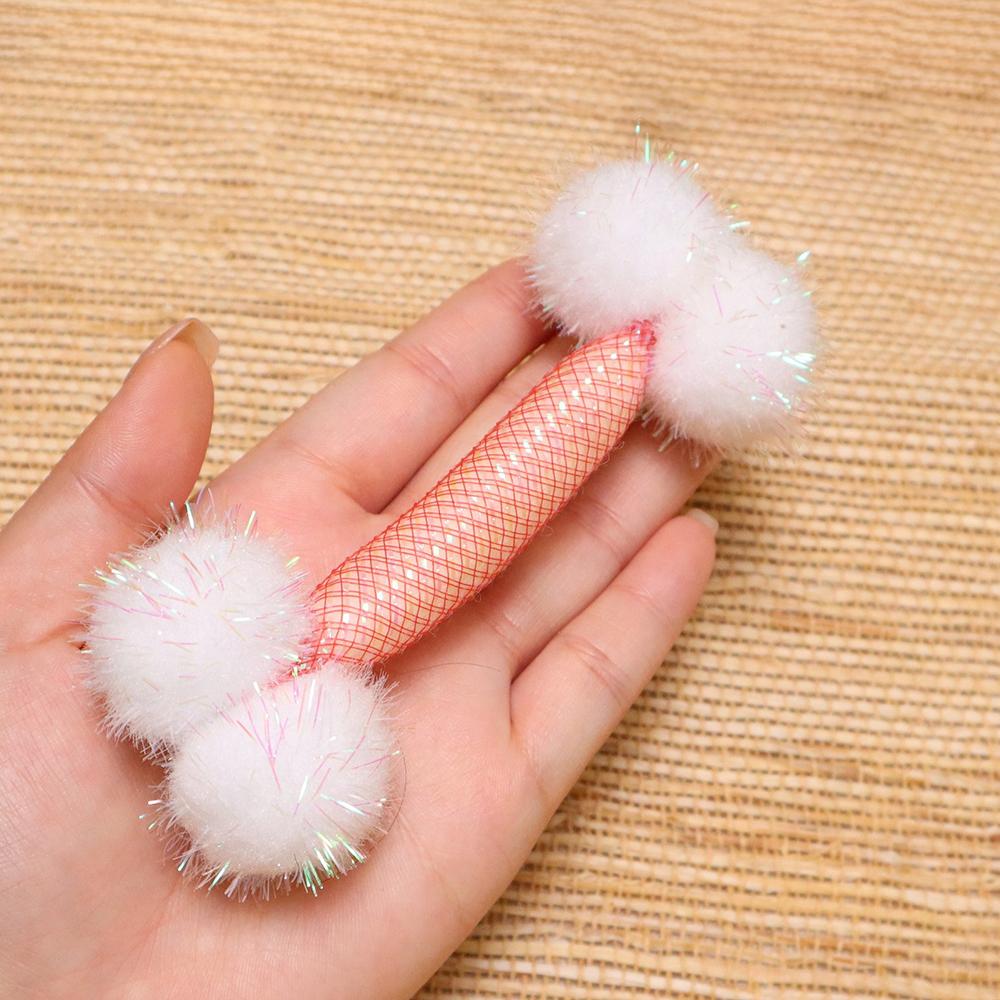 3pcs Cute Plush Ball Cat Toy Elastic Mesh Tube Kitten Pet Toy