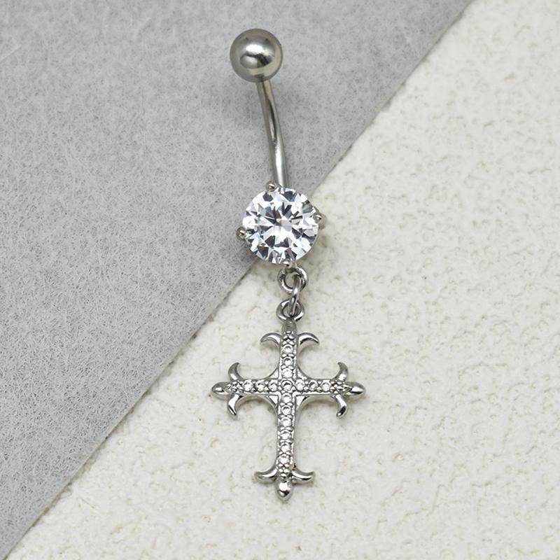 Personality Cross Pendants Navel Rings For Women Zircon Belly Button Nail Body Piercings Jewelry