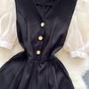 Summer Women's V-neck Puff Sleeve Short Jumpsuit High Street Y2K Office Work Rompers Playsuits