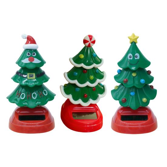 Christmas Solar Tree, Swinging Tree Car Dashboard Decor, Solar Powered Nodding Ornament for Vehicle And Desk Festive Holiday Decor