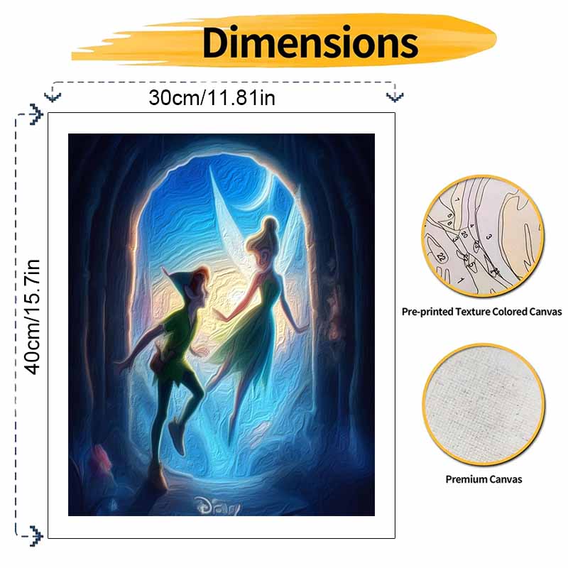 Disney DIY Oil Painting Kits Peter Pan Tinker Bell Hand Painting Home Decor Craft Gift Ideas Wall Art Canvas Picture Painting Sets