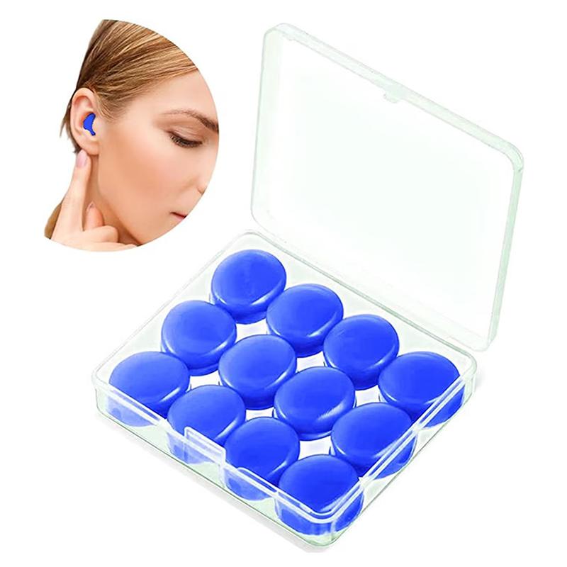 12 tappi per le orecchie in silicone, riutilizzabili, in cera di silicone, per nuoto, modellabili, riduzione del rumore, protezione per il sonno