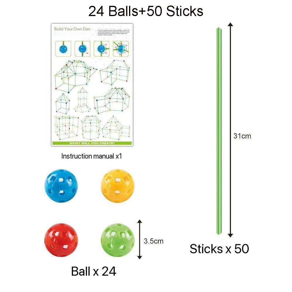 Children Creativity Fort Construction Bricks Indoor Tent Brick Set DO IT YOURSELF Learning Construction Castle Assembled Playthings Ball Games Toy