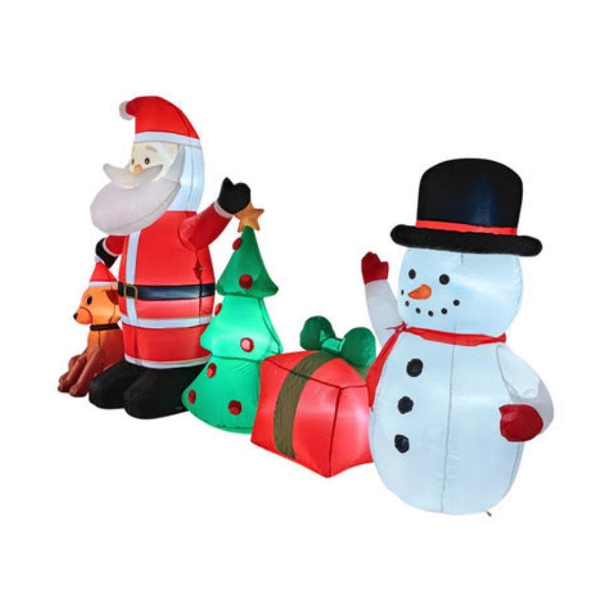 StarryLights Inflatable Christmas Decoration 150 x 250 cm - Santa Claus, Snowman, Christmas Tree, Gift and Dog