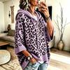 Felpa da Donna con Cappuccio Stampa Leopardo Coulisse Autunno Inverno Oversize