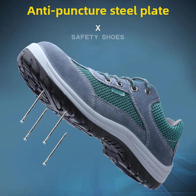 Oulylan Breathable Mesh Safety Shoes Anti-Smash Lightweight Work Footwear Steel Toe Security Boots Male Wear Resistant Sneakers