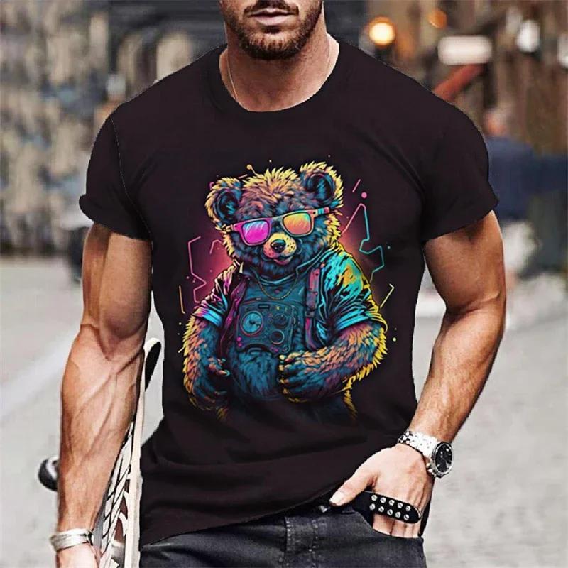 Summer Animals Pattern 3D Print T-shirts Harajuku Style Hip Hop Street Short Sleeve Outdoor Sports Quick Dry Breathable Fashion Men's T-shirts