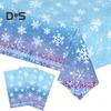 3/6 Pack Christmas Tablecloth Winter Holiday Snowflake Dining Tablecloth Plastic Disposable Table Cover for Christmas Party Decoration