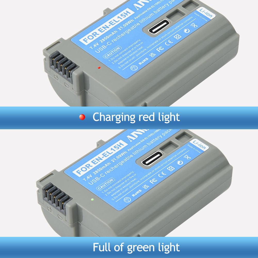 AJNWNM EN-EL15C EN-EL15B EN-EL15 Battery with Type-C Port for Nikon Z5 D850 Z6 Z7 D780 D750 D800 D810 D7000 D7500 Z6 Ii V1 Camera
