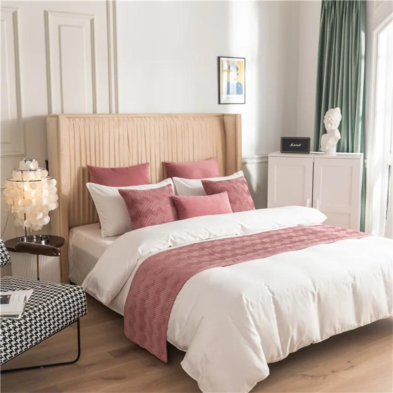 European Style Velvet Lace Trimmings Bed Runner Home Hotel Decoration Bed Flag Wedding Room Bed Tail Pillowcase