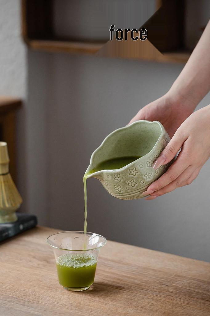 Ceramic Matcha Tea Ceremony Set with Whisk, Chasen Holder, and Brush.