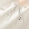 Silver Chic Leaf Tassel Long Stud Earrings for Women Fashion Jewelry Minimalist Accessories