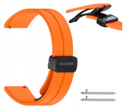 New GlacierX Silicone Magnetic Buckle Vibrant Orange Smartwatch Strap 22mm