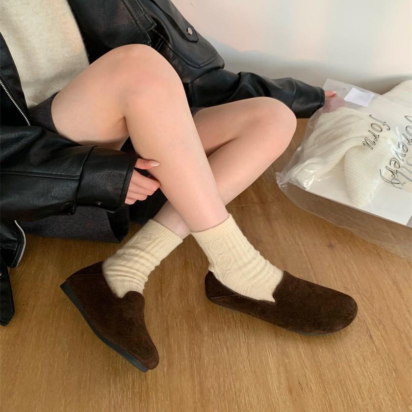 2025 new platform loafers women's British style small leather shoes one pedal lazy single shoes versatile Doudou shoes