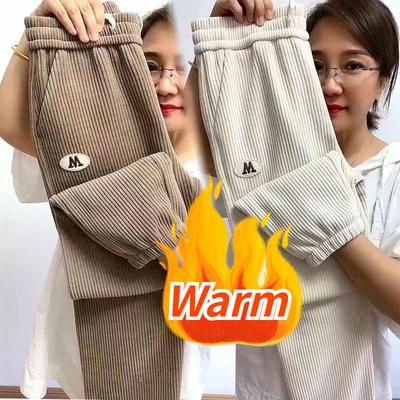 Women‘s Autumn  Winter Warm Plush Pants Elastic High Waist  Straight Pants Jogging Pants Korean Casual Loose Sweatpants