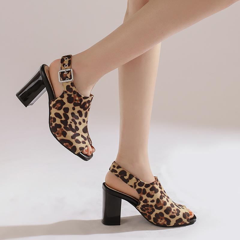 Women's High-heeled Sandals Spring and Summer New Thick-heeled Large-size Fish-mouth Sandals