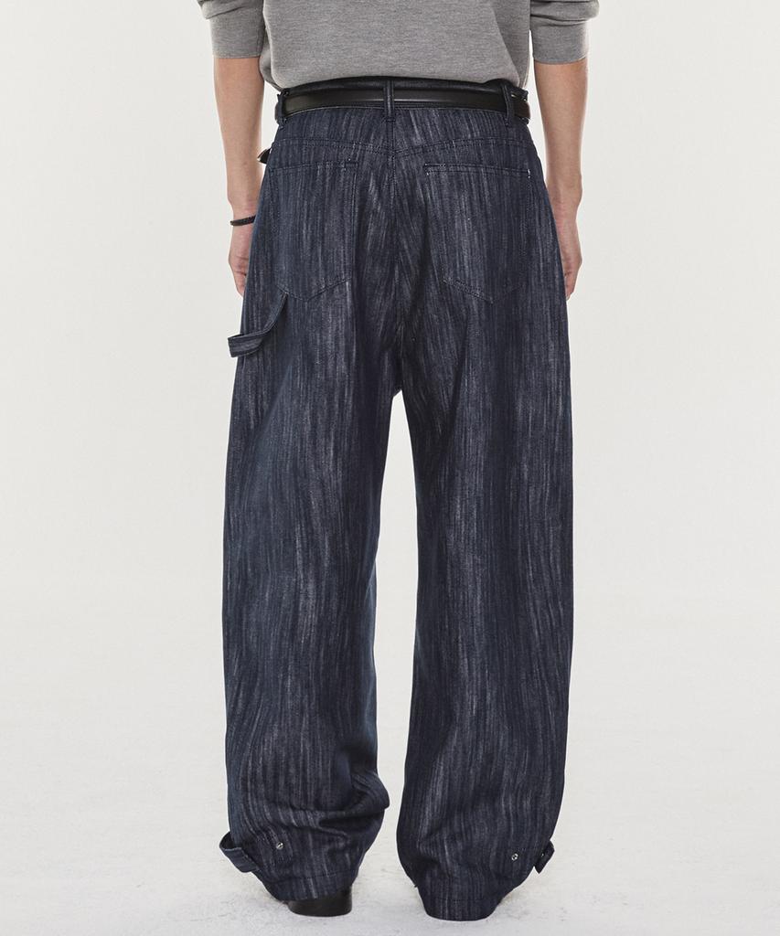 Gicheol Hem Button Wide Denim Pants (Raw Indigo)