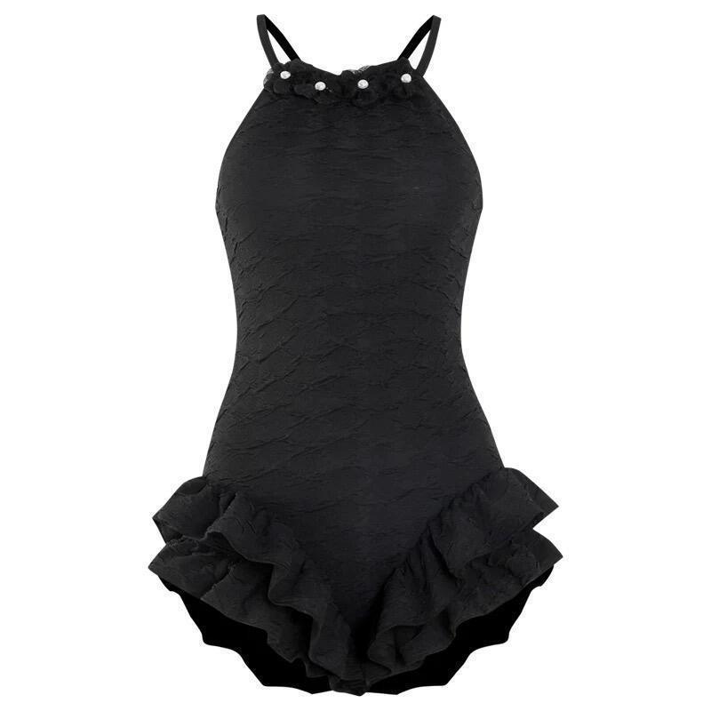 

Black Pearl Lace Suspender To Show Slimming Waist Fish Tail. Holiday Style One-piece Conservative Swimsuit Women In Hot M чёрный