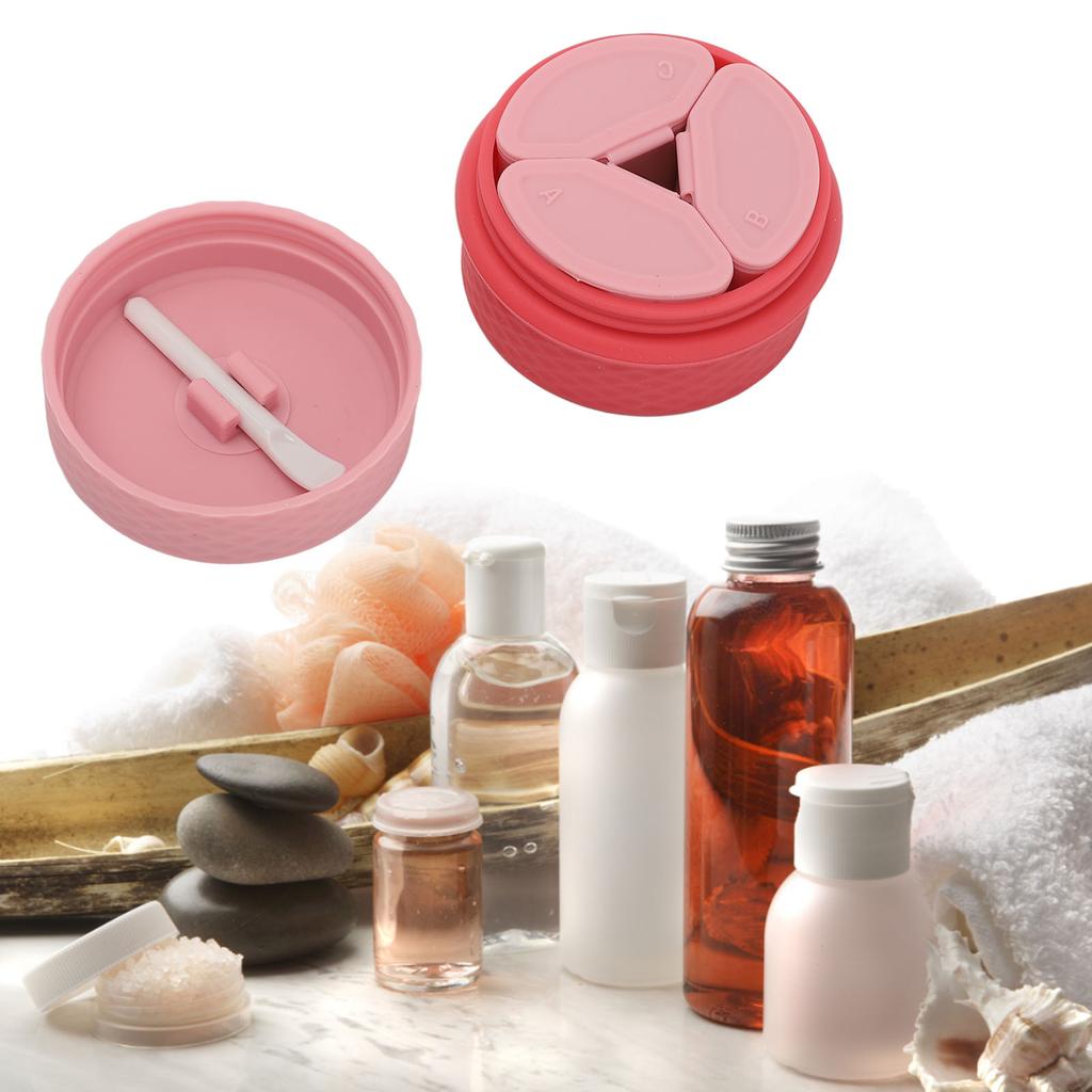 Silicone Cream Jars Portable Pink Refillable Silicone Makeup Containers Set for Travel